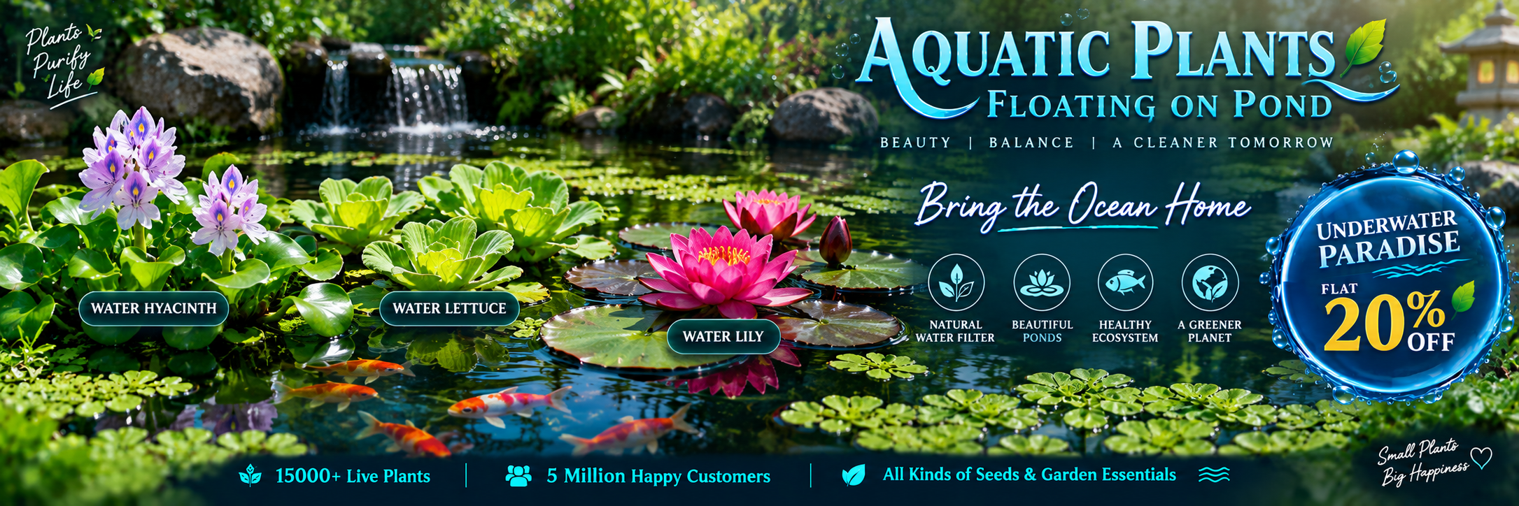 Aquatic Plants Floating on Pond